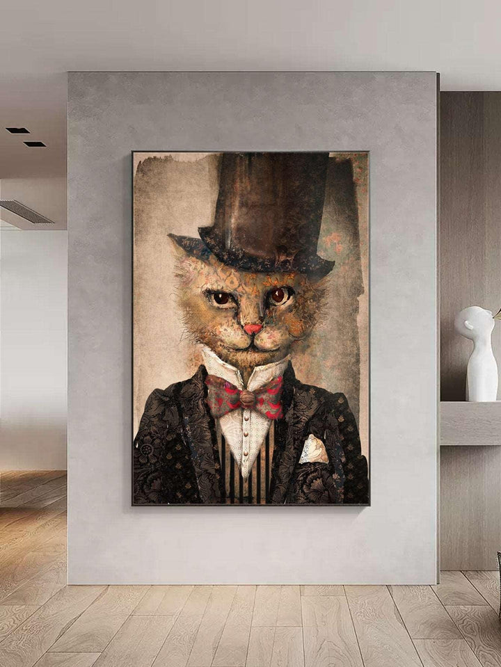 1pc Chemical Fiber Unframed Painting Cat Pattern Wall Art Painting For Home Wall Decor - Brand My Case