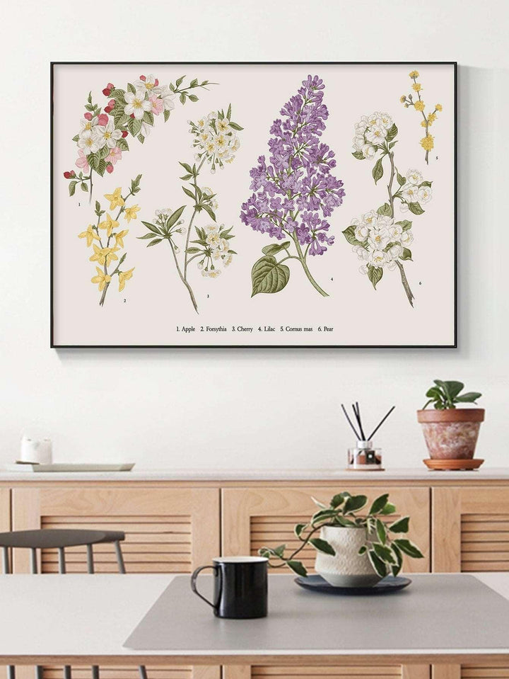 1pc Chemical Fiber Unframed Painting Cottagecore Floral Pattern Unframed Picture For Home - Brand My Case