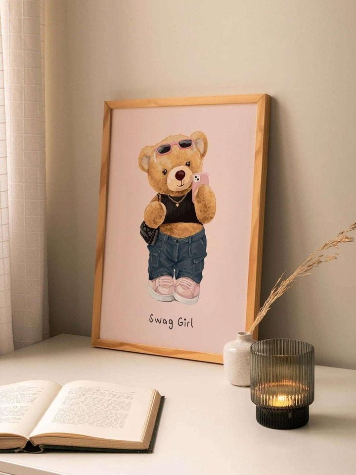 1pc Chemical Fiber Unframed Painting Cute Cartoon Bear Pattern Unframed Painting For Home - Brand My Case