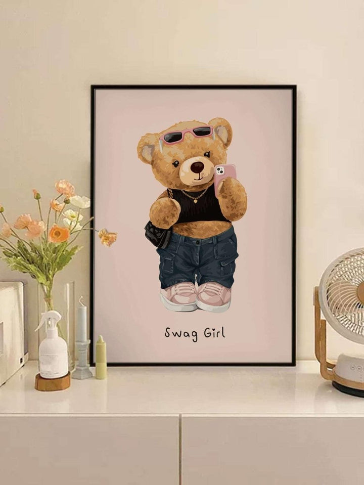 1pc Chemical Fiber Unframed Painting Cute Cartoon Bear Pattern Unframed Painting For Home - Brand My Case