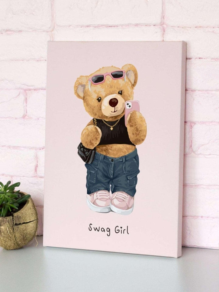 1pc Chemical Fiber Unframed Painting Cute Cartoon Bear Pattern Unframed Painting For Home - Brand My Case