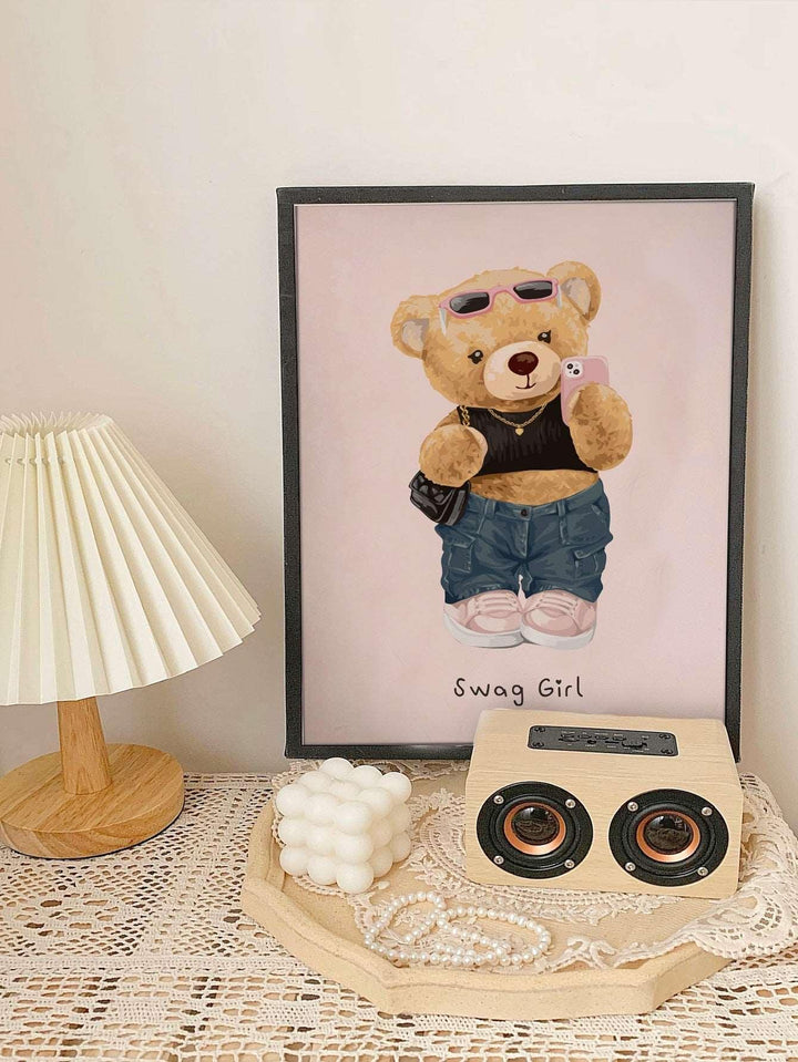 1pc Chemical Fiber Unframed Painting Cute Cartoon Bear Pattern Unframed Painting For Home - Brand My Case