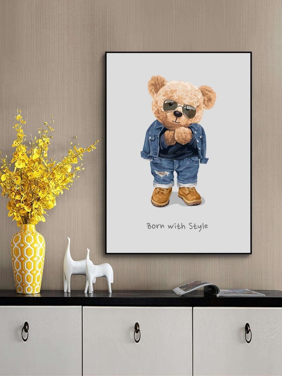 1pc Chemical Fiber Unframed Painting Modern Bear Pattern Wall Art Painting For Home Wall Decor - Brand My Case