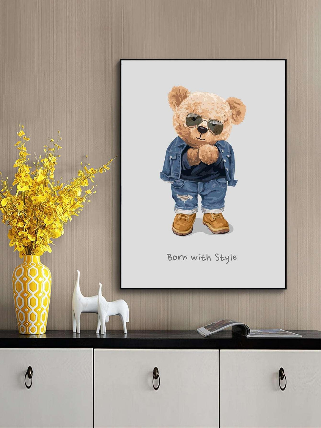 1pc Chemical Fiber Unframed Painting Modern Bear Pattern Wall Art Painting For Home Wall Decor - Brand My Case