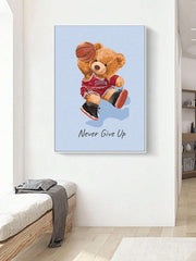 1pc Chemical Fiber Unframed Painting Modern Cartoon Bear Letter Graphic Unframed Picture For Home Decoration - Brand My Case