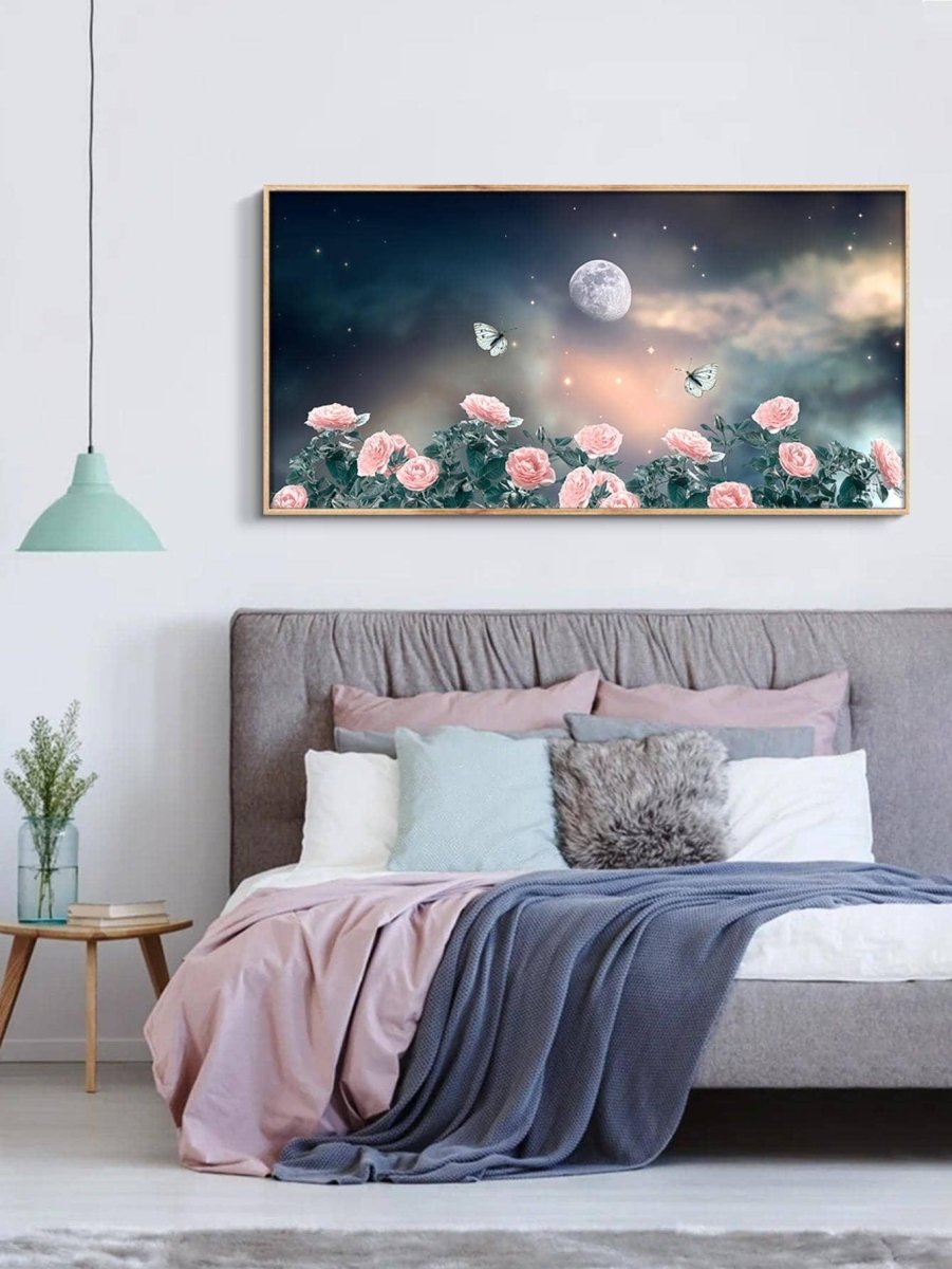 1pc Chemical Fiber Unframed Painting Modern Flower Moon Pattern Wall Art Painting For Home Wall Decor - Brand My Case