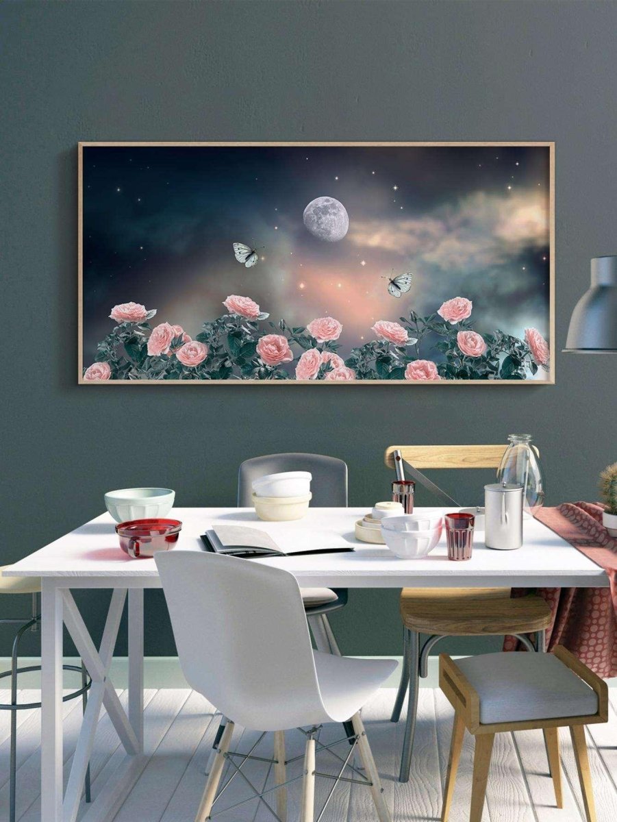 1pc Chemical Fiber Unframed Painting Modern Flower Moon Pattern Wall Art Painting For Home Wall Decor - Brand My Case