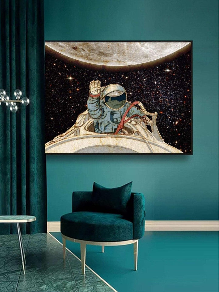 1pc Chemical Fiber Unframed Painting Retro Astronaut Pattern Wall Art Painting For Home Wall Decor - Brand My Case