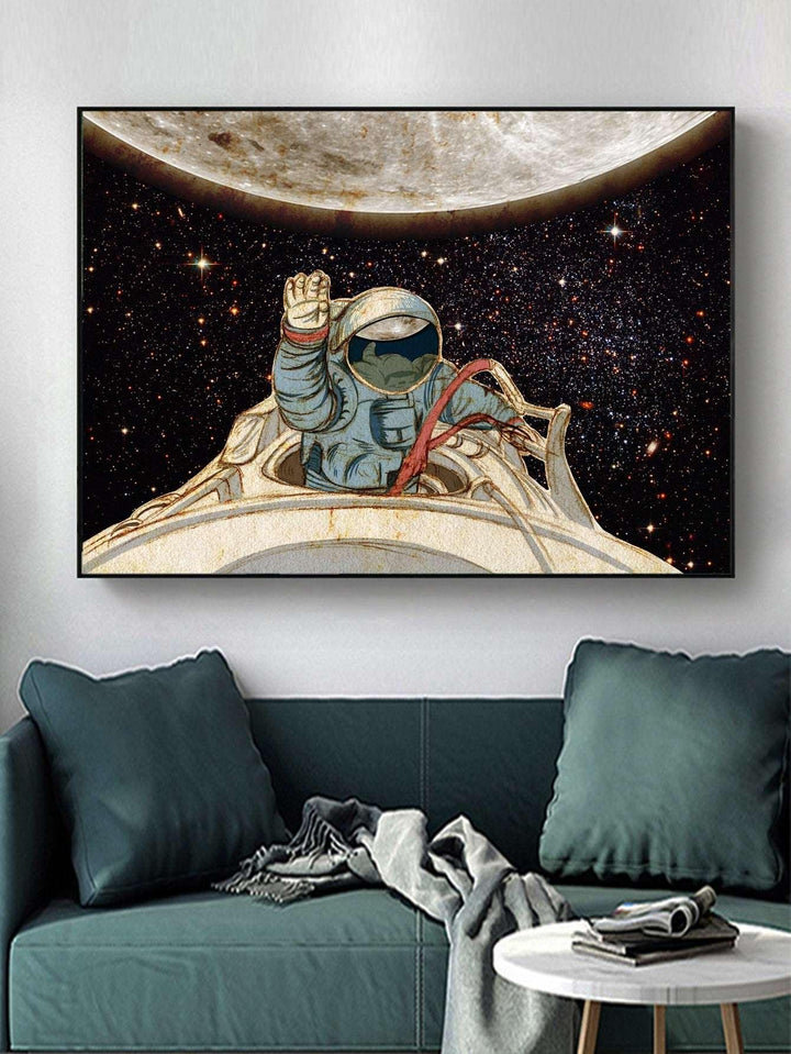 1pc Chemical Fiber Unframed Painting Retro Astronaut Pattern Wall Art Painting For Home Wall Decor - Brand My Case