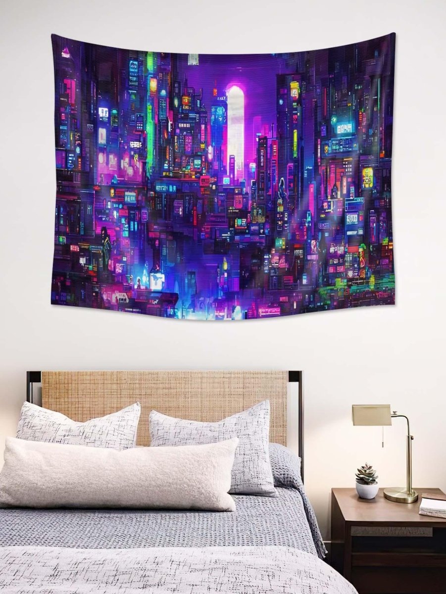 1pc City Night View Pattern Tapestry Fabric Tapestries Poster Wall Hanging For Bedroom - Brand My Case