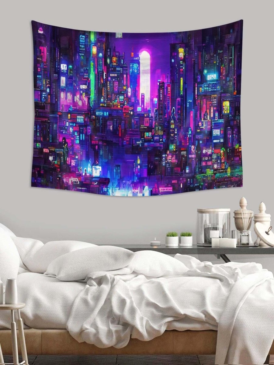 1pc City Night View Pattern Tapestry Fabric Tapestries Poster Wall Hanging For Bedroom - Brand My Case