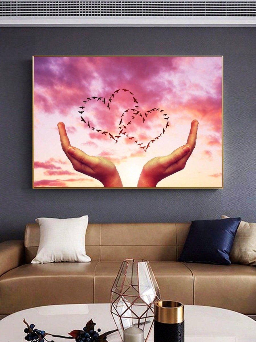1pc Hand Heart Pattern Unframed Painting Modern Chemical Fiber Unframed Picture For Home Decor - Brand My Case