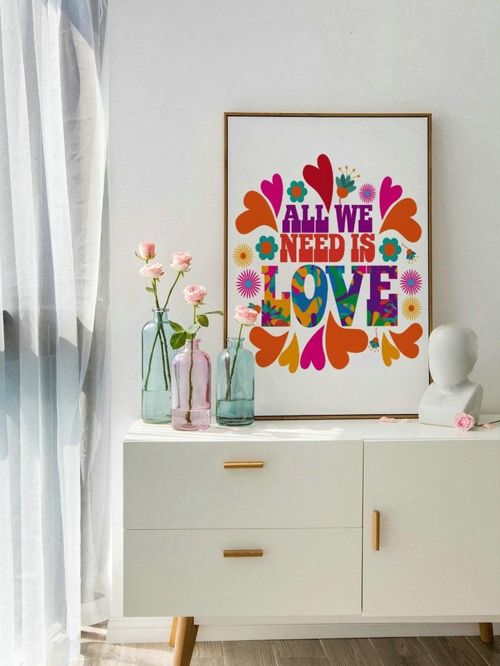 1pc Heart Slogan Graphic Unframed Painting - Brand My Case