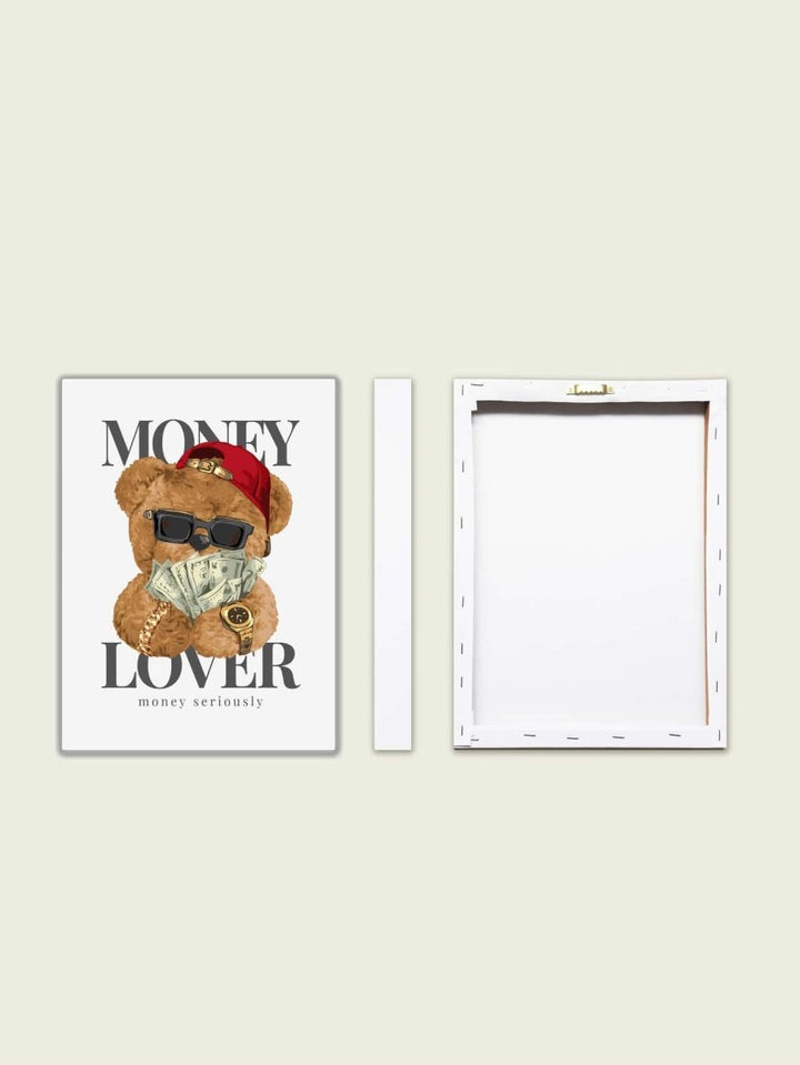 1pc Money Bear Print Framed Painting Cartoon Wall Art Painting For Home Wall Decor - Brand My Case