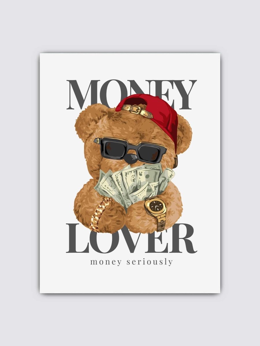 1pc Money Bear Print Framed Painting Cartoon Wall Art Painting For Home Wall Decor - Brand My Case