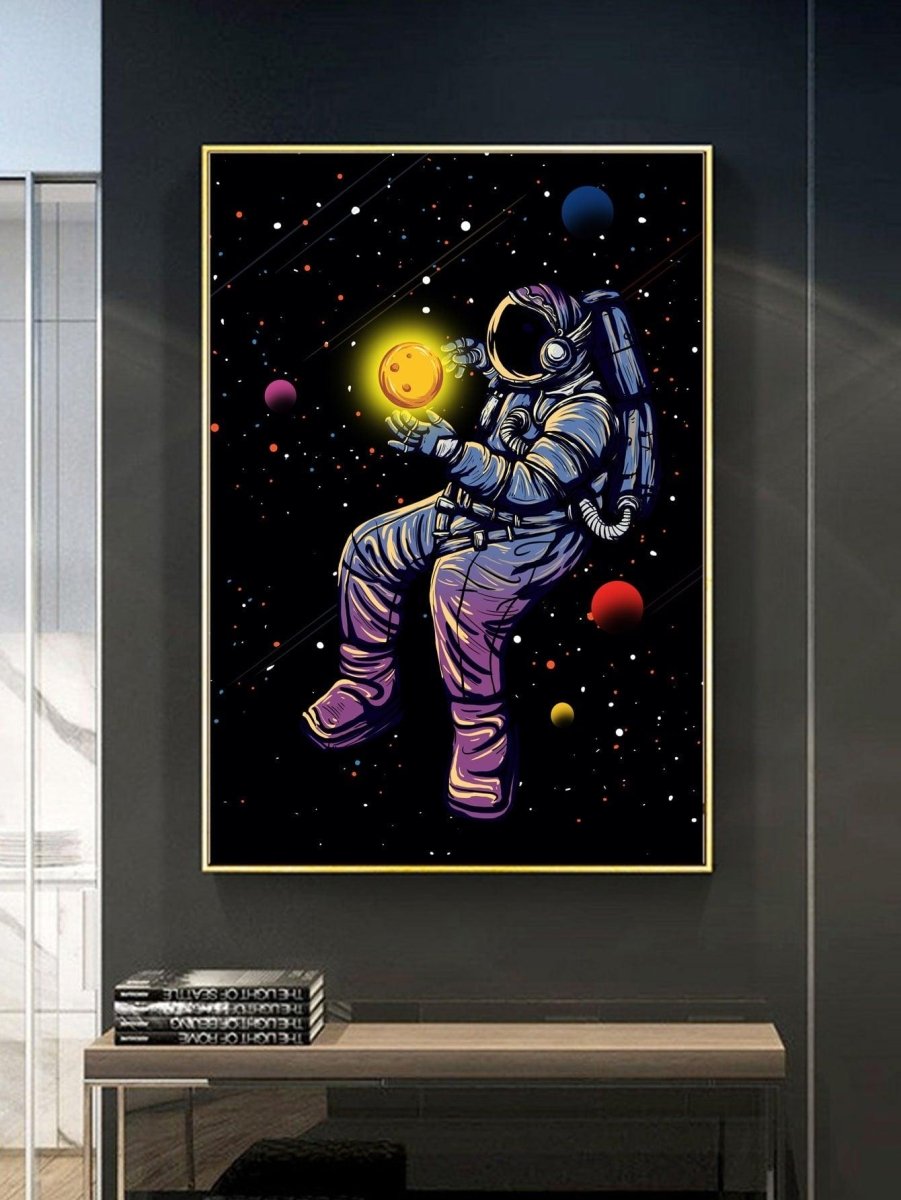 1pc Moon Astronaut Pattern Unframed Painting Chemical Fiber Wall Art Painting For Home Wall Decor - Brand My Case