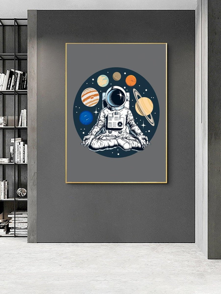 1pc Moon Astronaut Pattern Unframed Painting Chemical Fiber Wall Art Painting For Home Wall Decor - Brand My Case