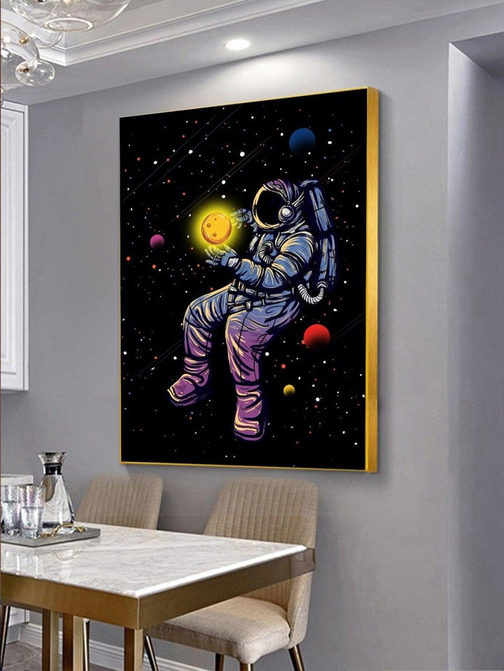 1pc Moon Astronaut Pattern Unframed Painting Chemical Fiber Wall Art Painting For Home Wall Decor - Brand My Case