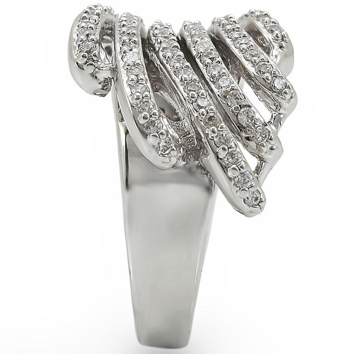 1W018 - Rhodium Brass Ring with AAA Grade CZ in Clear - Brand My Case