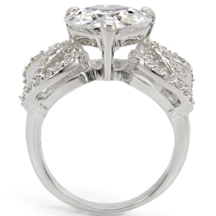 1W027 - Rhodium Brass Ring with AAA Grade CZ in Clear - Brand My Case