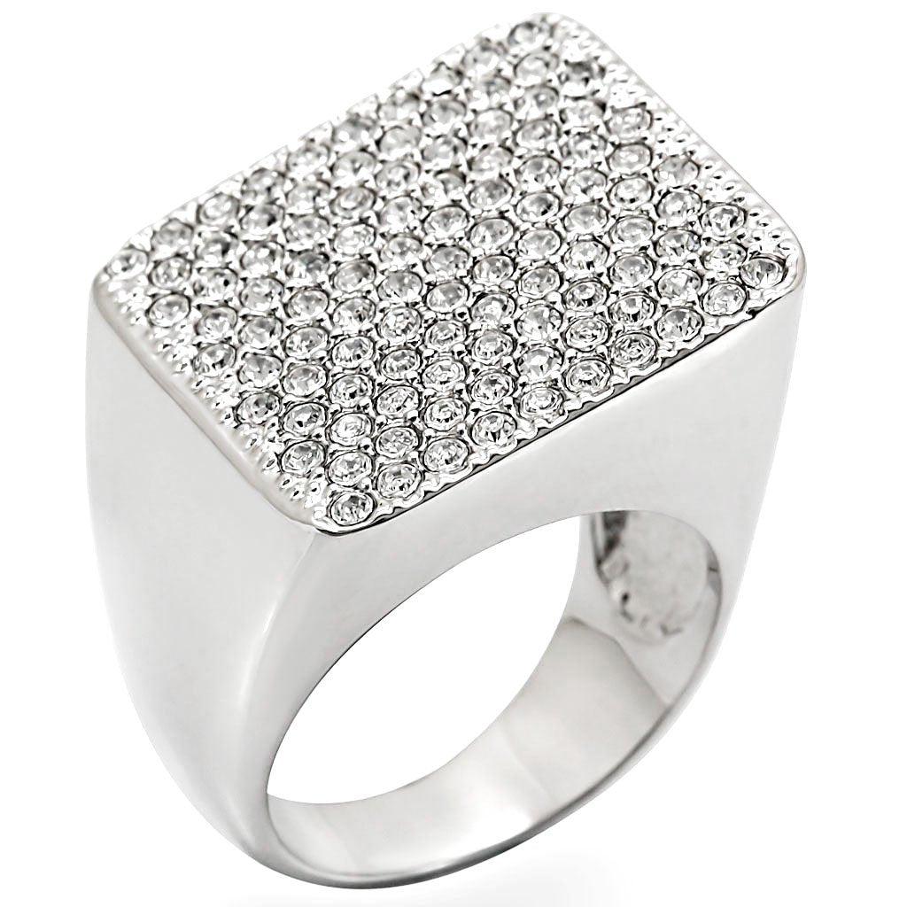 1W035 Rhodium Brass Ring with Top Grade Crystal in - Brand My Case