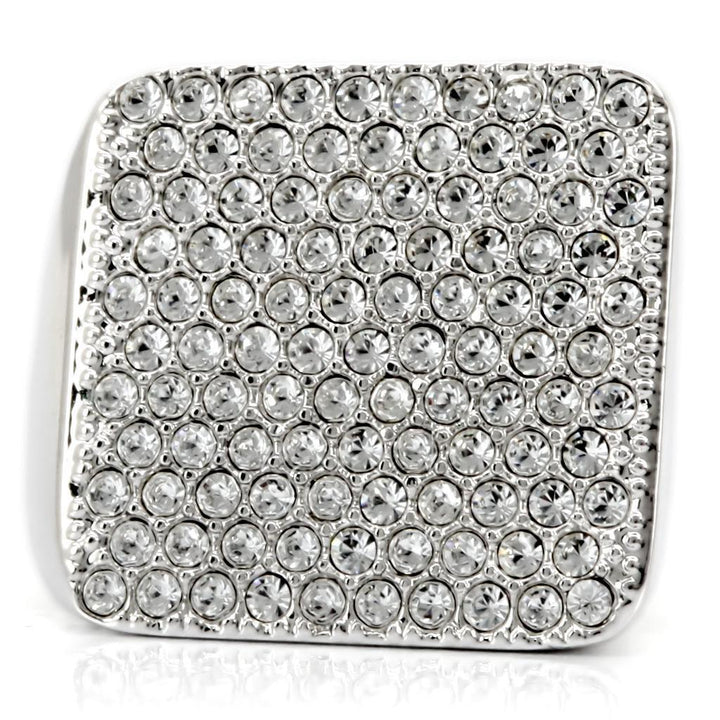 1W035 - Rhodium Brass Ring with Top Grade Crystal in Clear - Brand My Case