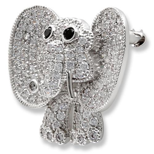1W126 - Imitation Rhodium Brass Brooches with AAA Grade CZ in Black - Brand My Case
