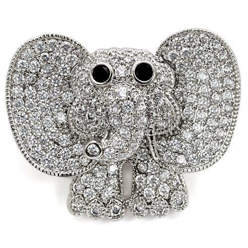 1W126 - Imitation Rhodium Brass Brooches with AAA Grade CZ in Black - Brand My Case