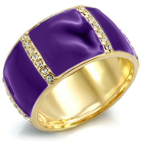 1W145 - Gold Brass Ring with Top Grade Crystal in Clear - Brand My Case