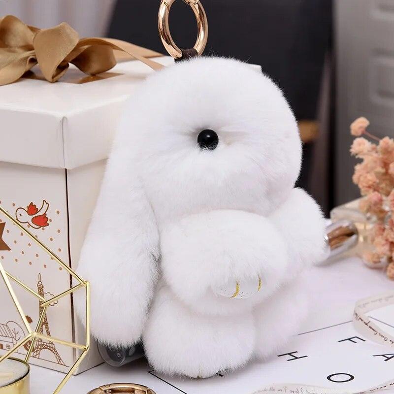 20 Color Fluffy Rabbit Fur Pompon Bunny Keychain Trinket Women Toy Pompom Rabbit Key Ring On Bag Key Chain Jewelry Gift - Brand My Case