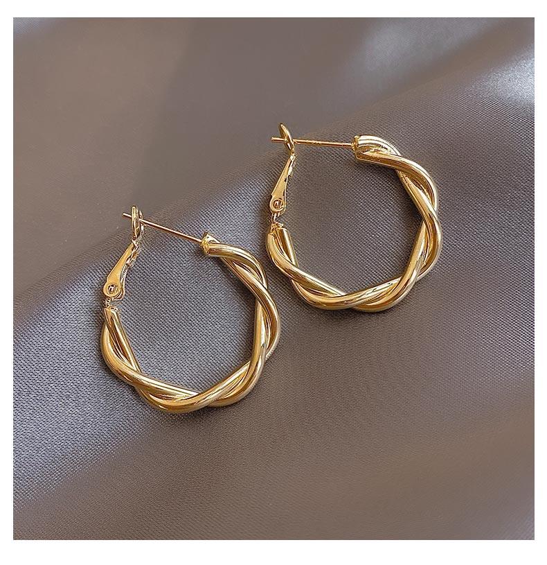 2020 New Classic Copper Alloy Smooth Metal Hoop Earrings For Woman Fashion Korean Jewelry Temperament Girl's Daily Wear Earrings - Brand My Case