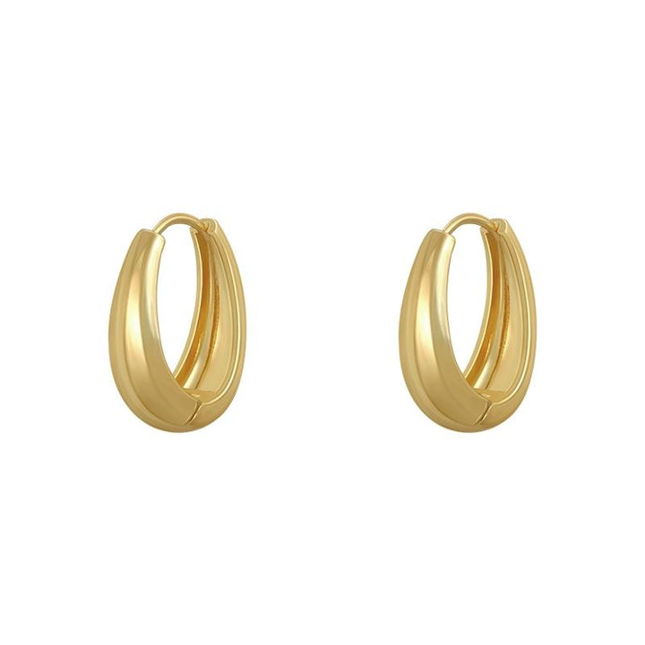2020 New Classic Copper Alloy Smooth Metal Hoop Earrings For Woman Fashion Korean Jewelry Temperament Girl's Daily Wear Earrings - Brand My Case