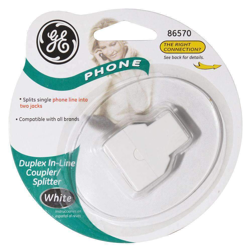 GE Duplex In-Line Adaptor Splits Single Phone Line to Two - White