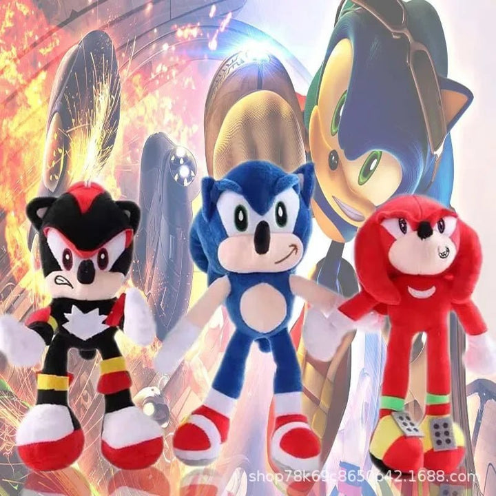 20cm Sonic The Hedgehog Plush Doll Cute Shadow Knuckles Doll Model Keychain Backpack Decoration Pendant Children's Toys Gifts