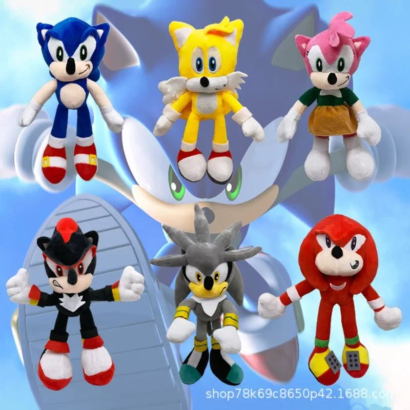 20cm Sonic The Hedgehog Plush Doll Cute Shadow Knuckles Doll Model Keychain Backpack Decoration Pendant Children's Toys Gifts