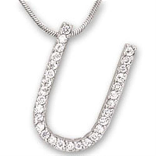 21619 - Rhodium Brass Pendant with AAA Grade CZ in Clear - Brand My Case