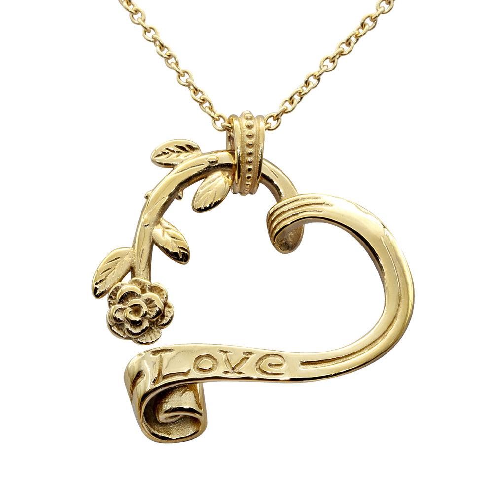 24K Gold Plated Stainless Steel Garden Heart Necklace - Brand My Case