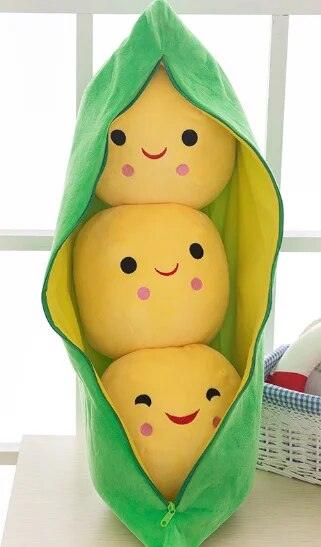 25 CM Cute Pods Pea Shape Stuffed Plant Doll 3 Beans with Cloth Case Creative Plush Toy 2 Colors - Brand My Case