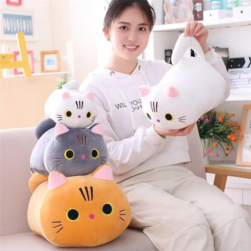 25/100cm Cute Soft Cat Plush Pillow Sofa Cushion Kawaii Plush Toy Stuffed Cartoon Animal Doll for Kids Baby Girls Lovely Gift - Brand My Case