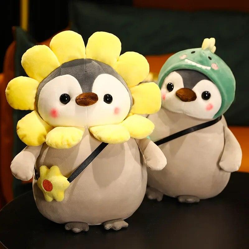 25/35cm Kawaii Penguin Plush Toys Lovely Penguin Turn to Unicorn Dinosaur Flower Dolls Stuffed Soft Pillow Baby Girls Gift - Brand My Case