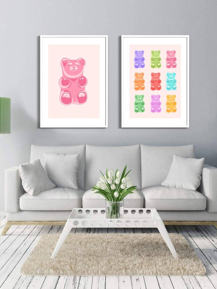 2pcs Cartoon Bear Print Unframed Painting Cute Hanging Wall Art Prints For Home Decor - Brand My Case