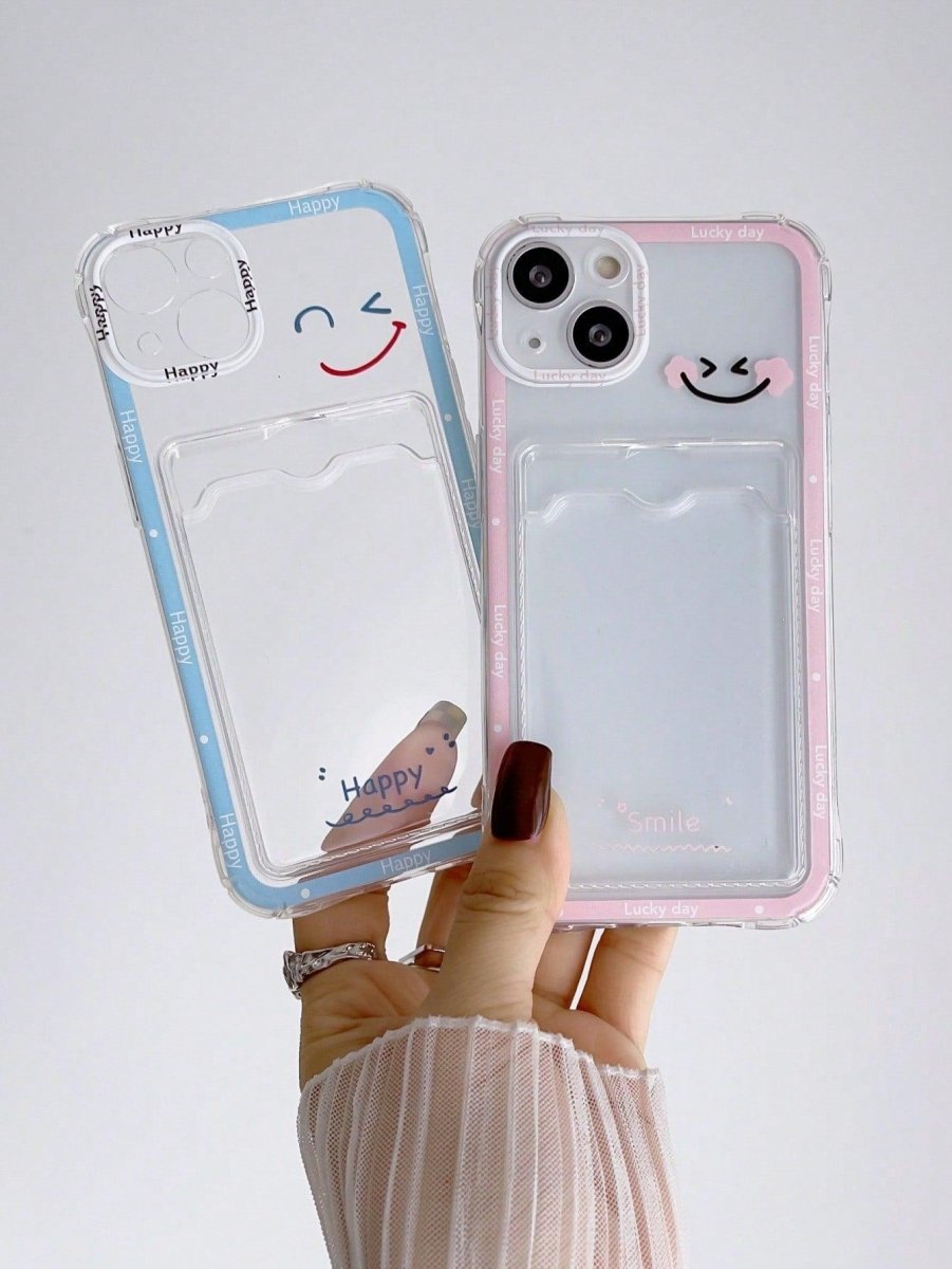 2pcs Smile Pattern Anti fall Phone Case With Card Slot - Brand My Case
