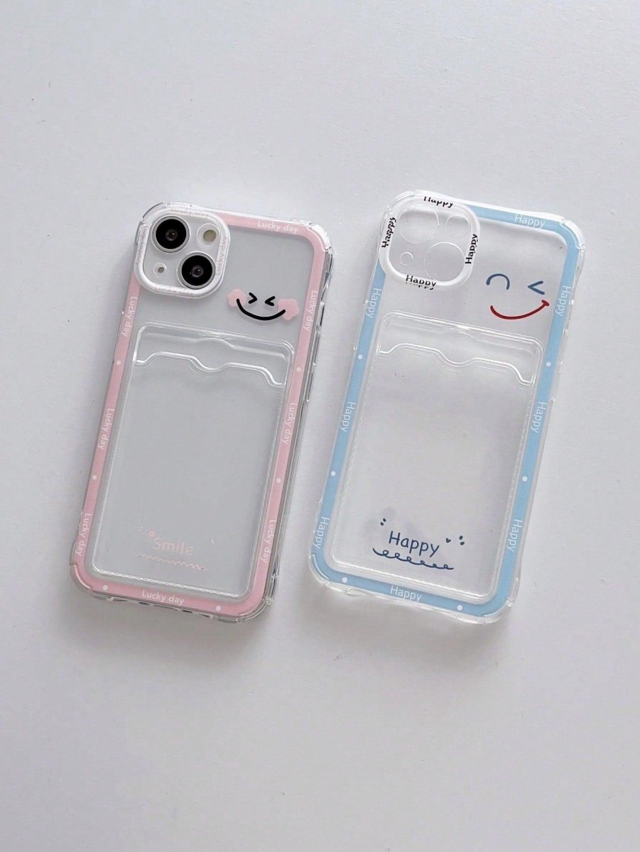 2pcs Smile Pattern Anti fall Phone Case With Card Slot - Brand My Case