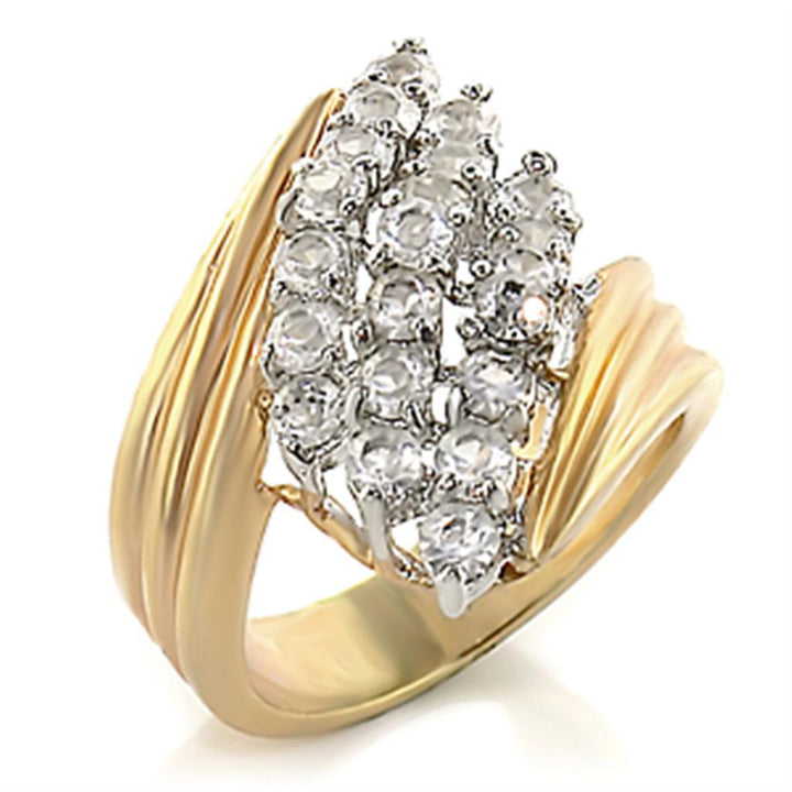 2W029 - Gold+Rhodium Brass Ring with AAA Grade CZ in Clear - Brand My Case