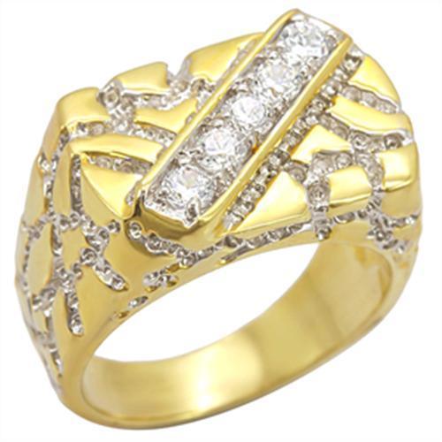 2W050 - Gold+Rhodium Brass Ring with AAA Grade CZ in Clear - Brand My Case