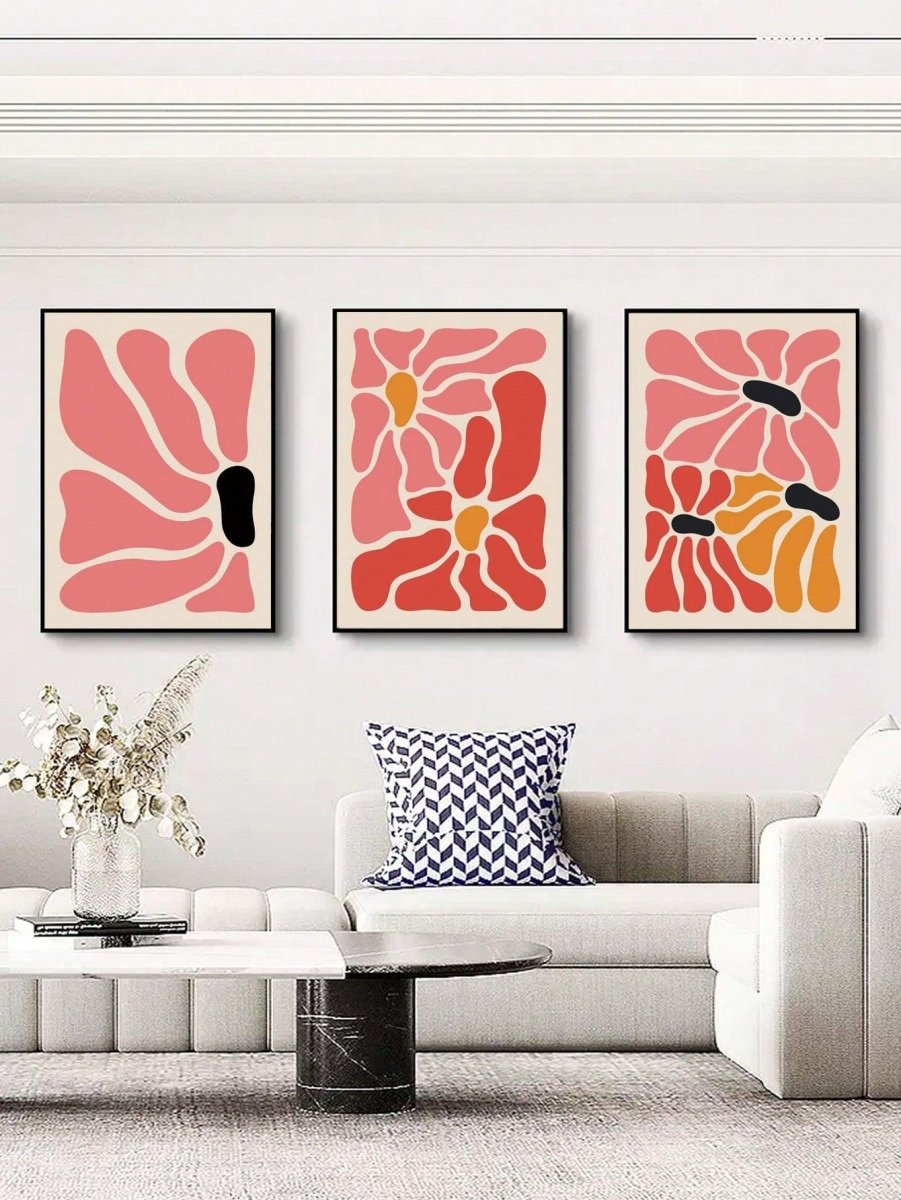 3 Piece Chemical Fiber Unframed Painting Modern Abstract Floral Pattern Unframed Painting For Home - Brand My Case