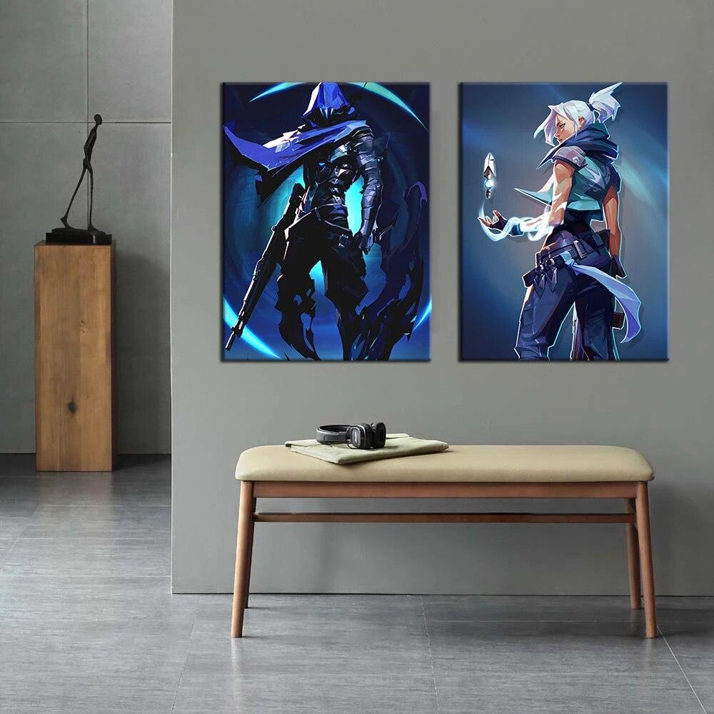 3 Pieces Valorant Video Game Posters Sova Omen Jett Oil Painting on Canvas Wall Art Living Room Decor Wall Stickers - Brand My Case