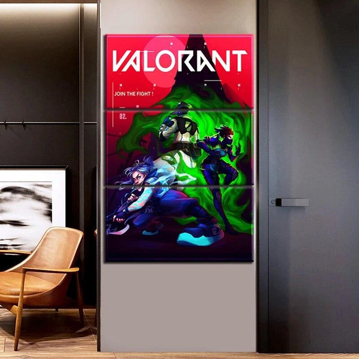 3 Pieces Video Game Valorant Posters Viper Cypher Jett Oil Painting Canvas Art Wall Decor Sofa Background Stickers - Brand My Case