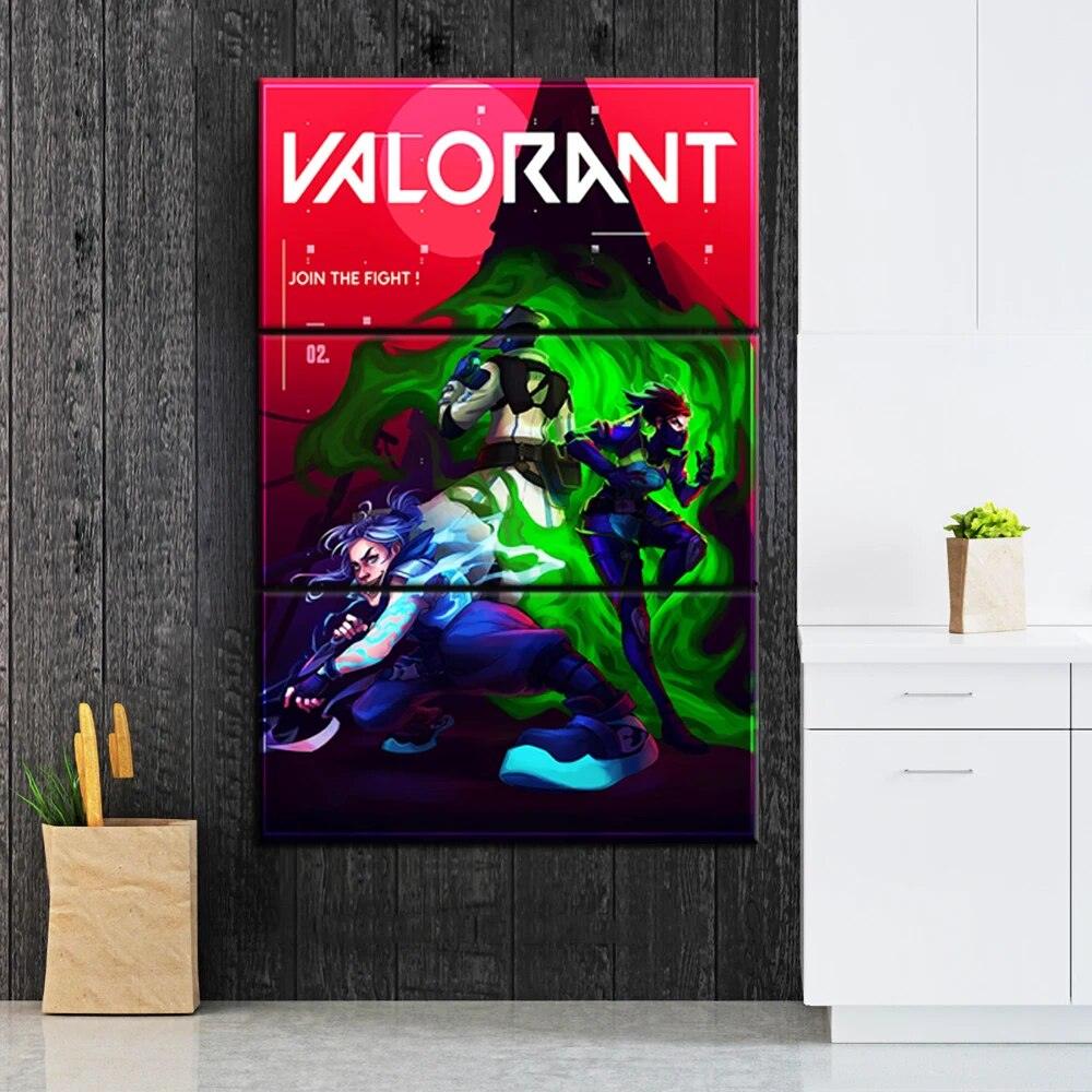 3 Pieces Video Game Valorant Posters Viper Cypher Jett Oil Painting Canvas Art Wall Decor Sofa Background Stickers - Brand My Case
