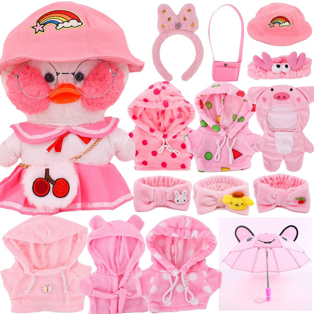 30 LalaFanfan Duck Pink Series Clothes Accessories Stuffed Soft Duck Figure Toy Animal Birthday Girl Gift For Kids DIY - Brand My Case